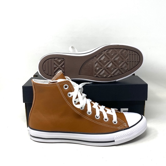Converse Chuck Taylor High Leather Sneakers Warm Tan Casual Men's Size A07875C - Picture 4 of 10